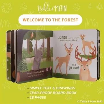 Tickle & Main Woodland Forest Friends Baby Book - 5-Piece Set for Infants 0-12 Months - Includes Storybook and 4 Pairs of Animal Socks - Forest Theme Baby Stuff