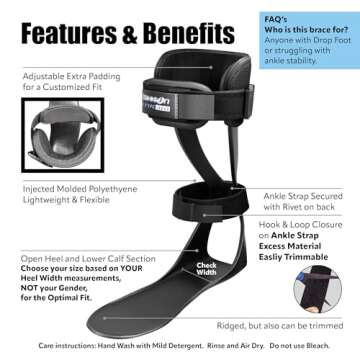 Brace On AFO S-Type - Drop Foot Stabilizer Brace, Moldable, Trimmable, Lightweight Polyethylene, Dro...