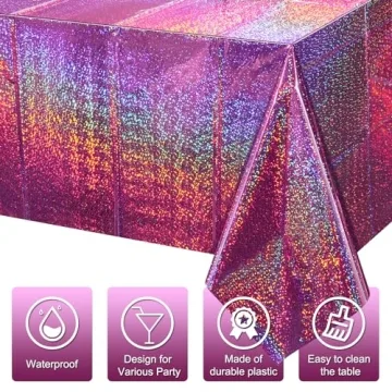 FunnyPars Pink Iridescent Table Cloths for Parties