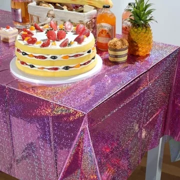 FunnyPars Pink Iridescent Table Cloths for Parties