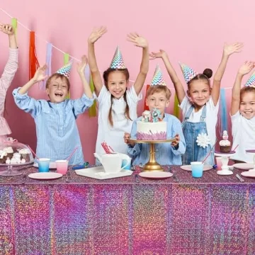 FunnyPars Pink Iridescent Table Cloths for Parties