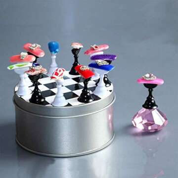 Nail Art Tips Holder Practice Display Stand, Magnetic Stuck Crystal Nail Art Holder, Chessboard Nail Art Display Tools Set for Nail Art Salon DIY Practice Manicure