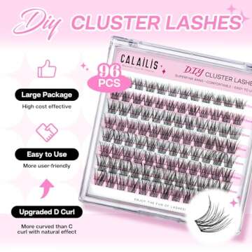CALAILIS 96Pcs Cluster Lashes DIY Eyelash Extensions