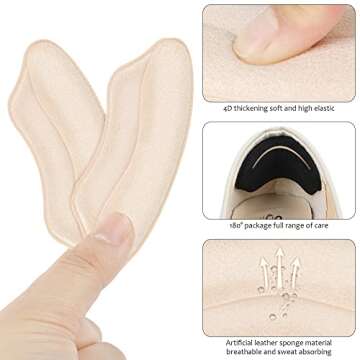 Heel Pads Insert Cushion for Men and Women, Shoes That are Too Big, Inserts Grips Liner, and high Heel Protector Prevents Heel Slip, blisters, and Loose Shoe Filler (Pale Apricot+Black)