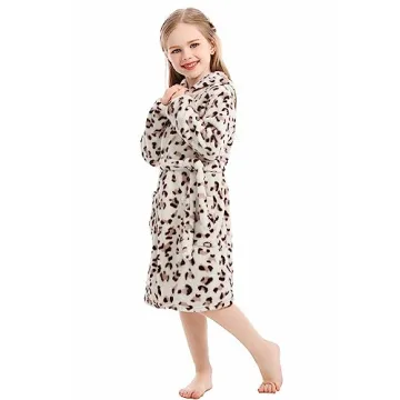 XINNE Girls Hooded Flannel Bathrobe for Toddlers