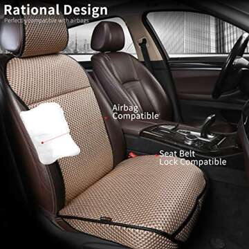 Auto Newer Luxury Breathable Car Seat Cover Fit Four Seasons, Universal Front of Car Seat Cushions, Bottom Seat Covers of Full Wrapped Edge,Universal Fit for 95% Cars,SUV,Pickup(Beige,1PCS)