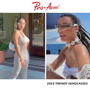Pro Acme Y2K Rimless Sunglasses for Women Men Fashion