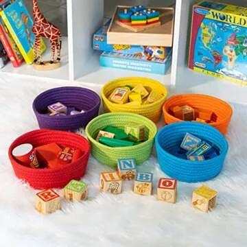 Focus Toys Rainbow Storage Basket Set for Kids - 6pcs