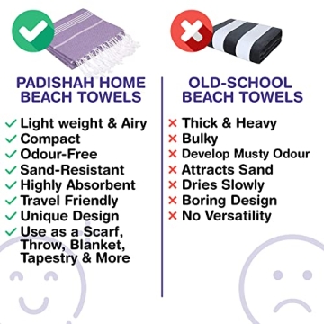 Oversized Turkish Beach Towels Quick Dry Sand Free Lightweight