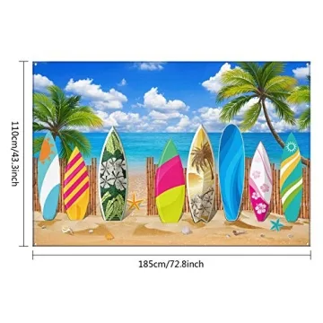 Vibrant Hawaiian Surfboard Backdrop for Celebrations