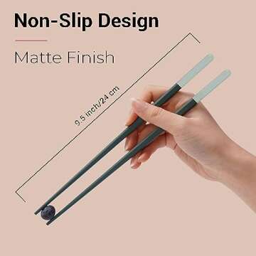 Random Mood Chopsticks Reusable Dishwasher Safe, Cooking Chopsticks, Korean Japanese Chinese Chopsticks, Fiberglass Chopsticks, Cute Chopsticks, Non-Slip, Ice Fog Multi Color, 5 Pairs, 9.5in/24cm