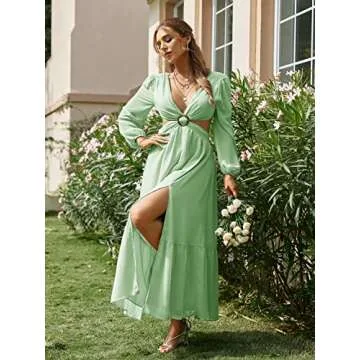 BerryGo Women's Cut Out Floral Flowy Maxi Dress