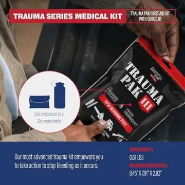 Adventure Medical Kit Trauma Pak III - Medical First Aid Kit - Emergency Trauma Kit with Trauma Bandage, Tourniquet, Trauma Guide & More - Compact First Aid Kit for Wound Care