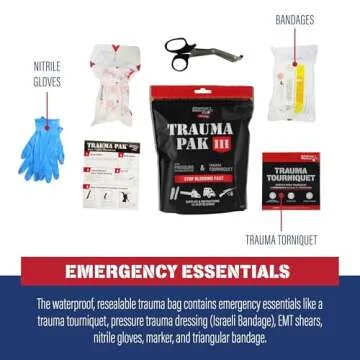 Adventure Medical Kit Trauma Pak III - Medical First Aid Kit - Emergency Trauma Kit with Trauma Bandage, Tourniquet, Trauma Guide & More - Compact First Aid Kit for Wound Care