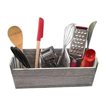 Gianna's Rustic Farmhouse 3 Compartment Utensil Organizer