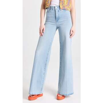 Good American Women's Good Waist Palazzo Jeans, Blue452, 8