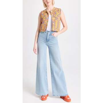 Good American Women's Good Waist Palazzo Jeans, Blue452, 8