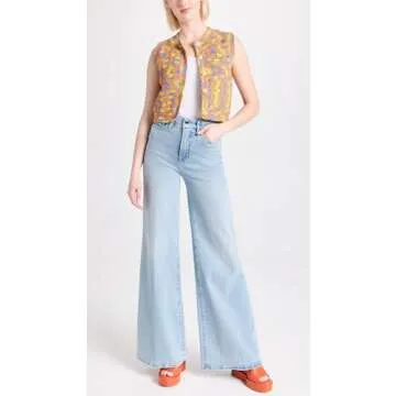 Good American Women's Good Waist Palazzo Jeans, Blue452, 8