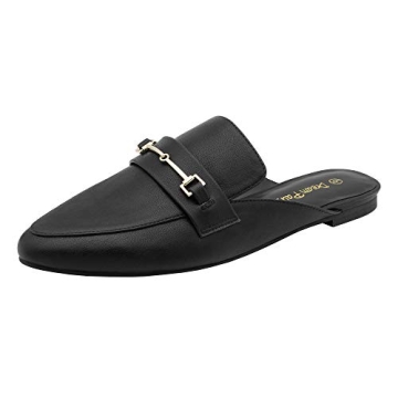 DREAM PAIRS Women's Comfortable Flat Mules with Buckle Design