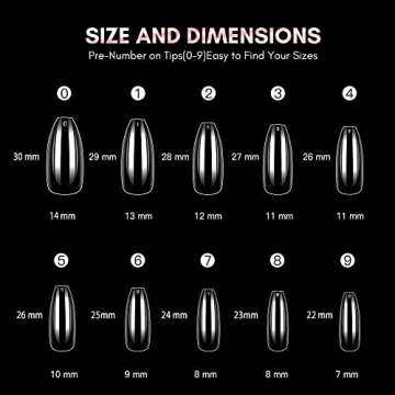 Makartt Nail Tips-Long Coffin Nails,Clear,500pcs 10 Sizes,Full Cover,Press on for Easy Extension Man...