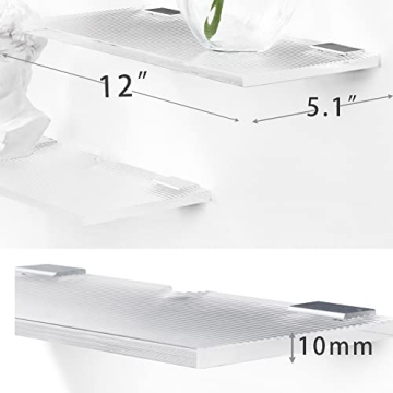 Maulehua 12 Inch Clear Acrylic Floating Shelves Set of 2