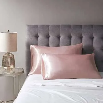 Pink Satin Pillowcase Queen Set of 2 | Blush Pillow Cases for Hair and Skin | 20 x 30 Inch–Slip Silky Comfort with Envelope Closure