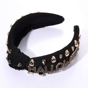 CEALXHENY Halloween Headbands for Women Halloween Accessories Embellished Rhinestone Crsytal Top Kno...