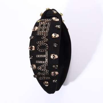 CEALXHENY Halloween Headbands for Women Halloween Accessories Embellished Rhinestone Crsytal Top Knot Headbands Halloween Costume Party Hair Accessory