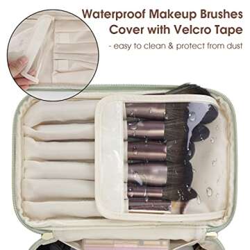 Wandering Nature Makeup Bag, Travel Make Up Organizer Cosmetic Brush Bags Case for Women in Vegan Le...