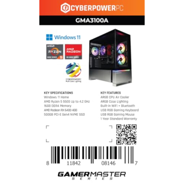 CyberPowerPC Gamer Master Desktop - Ryzen 5, 16GB RAM