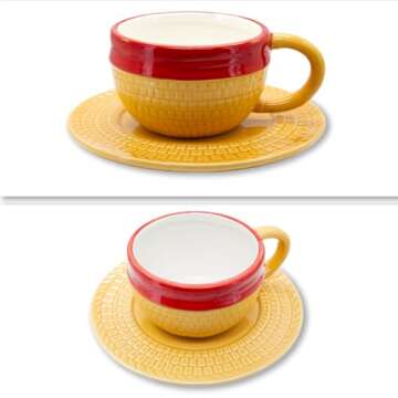 Eoilya Anime One Piece Coffee Mug Cup with Saucer Luffy Straw Hat Ceramic Tumbler Merchandise Gifts ...