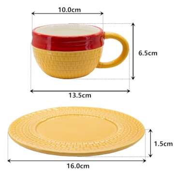Eoilya Anime One Piece Coffee Mug Cup with Saucer Luffy Straw Hat Ceramic Tumbler Merchandise Gifts Sets for Adults Fan's Gift or Souvenir (Luffy)