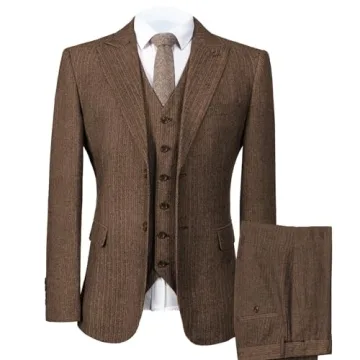 Elegant Mens Tweed Herringbone Suit for Every Event