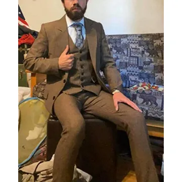 Elegant Mens Tweed Herringbone Suit for Every Event