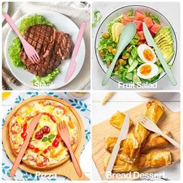 Reusable Travel Utensils Set with Case, 3 Sets Wheat Straw Portable Plastic Fork Spoons Knife Camping Cutlery, Eco-Friendly BPA Free Lunch Tableware for Kids Adults Travel Picnic Utensils