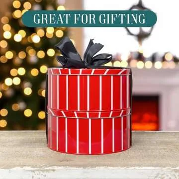 Decorae Red Striped Cookie Tins - Perfect for Gifting