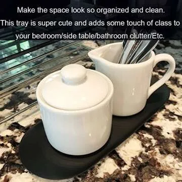 Fermus Stainless Steel Decorative Tray, Set of 2, 9 Inch Long, Jewelry Dish Cosmetics Organizer Bathroom Clutter Serving Platter Small Storage Tray, Oval (Matte Black)