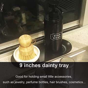 Fermus Stainless Steel Decorative Tray, Set of 2, 9 Inch Long, Jewelry Dish Cosmetics Organizer Bathroom Clutter Serving Platter Small Storage Tray, Oval (Matte Black)