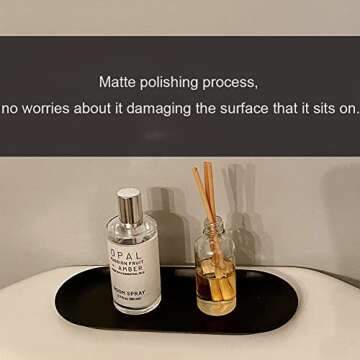 Fermus Stainless Steel Decorative Tray, Set of 2, 9 Inch Long, Jewelry Dish Cosmetics Organizer Bathroom Clutter Serving Platter Small Storage Tray, Oval (Matte Black)