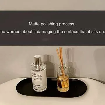 Fermus Stainless Steel Decorative Tray, Set of 2, 9 Inch Long, Jewelry Dish Cosmetics Organizer Bathroom Clutter Serving Platter Small Storage Tray, Oval (Matte Black)