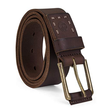 Timberland Men's Classic Leather Belt - Durable & Stylish Dark Brown