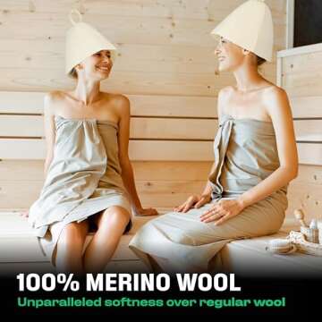 LUMERAM Premium Ultra Soft Sauna Hat for Women and Men — 100% Merino Wool — Ultra Soft, Breathab...