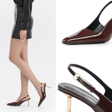 iiimmu Stiletto Heels for Women Closed Toe 3.5 in Burgundy Heels Pumps Square Toe Heeled Sandals for Women Evening Dress Shoes, Size 6.5