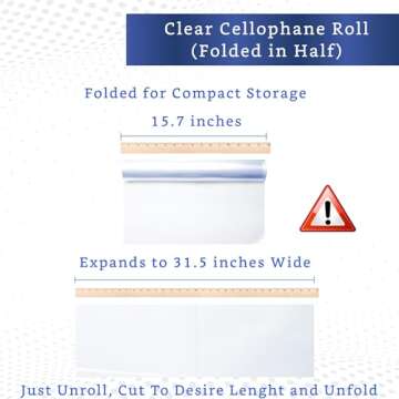 FIESTA WRAPS Clear Cellophane Wrap Roll (31.5 in x 110 ft) - Cellophane Roll - Clear Wrapping Paper to Wrap Gift Baskets - Gift Basket Wrapping Supplies - Papel Celofan