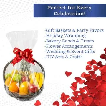 FIESTA WRAPS Clear Cellophane Wrap Roll (31.5 in x 110 ft) - Cellophane Roll - Clear Wrapping Paper to Wrap Gift Baskets - Gift Basket Wrapping Supplies - Papel Celofan