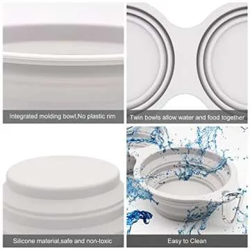 SLSON 2 in 1 Collapsible Dog Bowls for Travel Convenience