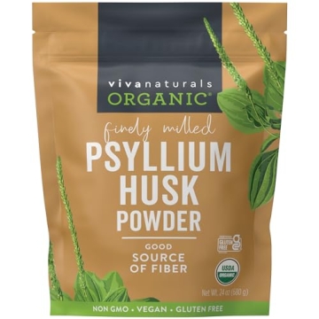 Viva Naturals Organic Psyllium Husk Powder, 24 oz - Superfood Fiber for Health