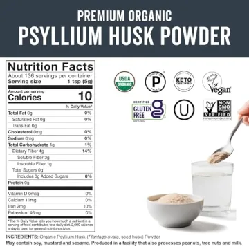 Viva Naturals Organic Psyllium Husk Powder - 24 oz Fiber Supplement