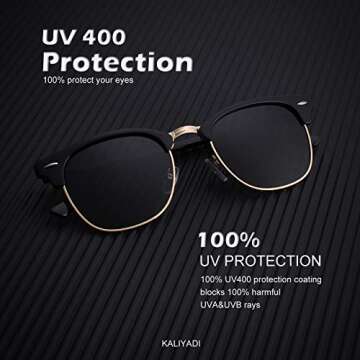 KALIYADI Polarized Sunglasses for Men and Women Semi-Rimless Frame Driving Sun glasses UV Blocking
