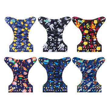 ALVABABY 6 Pack Cloth Diaper with 12 Inserts One Size Adjustable Washable Reusable Diaper Cover for Baby Girls and Boys
